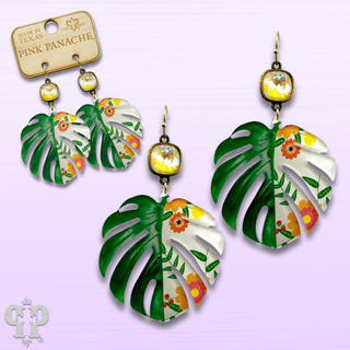 Green leaf earring with Austrian crystal earring - LC - Boutique Bella BellaEarrings
