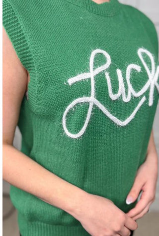 Green Lucky Charm Tinsel Sweater Vest - Boutique Bella BellaSweater Vest