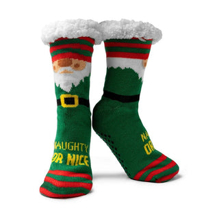 Green Naughty or Nice Slipper Socks - Boutique Bella BellaSock