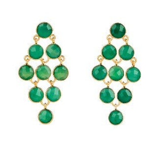Green Onyx 9 Stone Chandeliers - Boutique Bella BellaJewlery