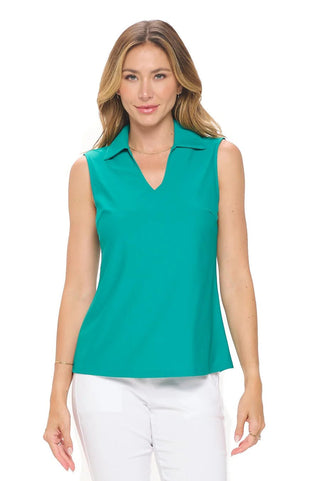 Green Rosa Sleeveless Polo Top - Boutique Bella BellaTOP