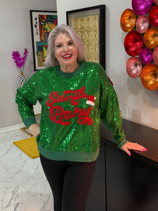 Green 'Santa Baby' Sequin Sweatshirt - Boutique Bella Bellasweatshirt