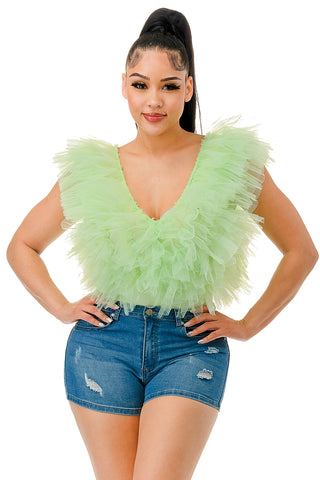 Green Tulle Temptation Bodysuit - Boutique Bella BellaBodysuit