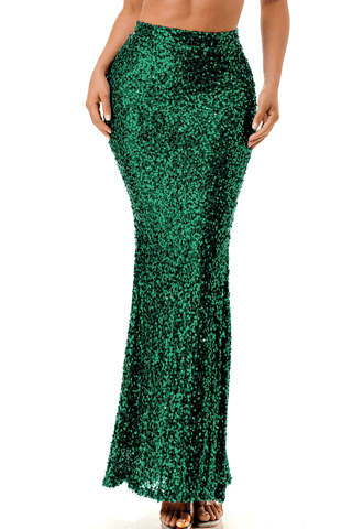 Green With Envy Sequin Maxi Skirt - Boutique Bella Bellamaxi skirt