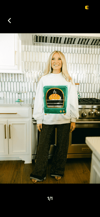Grey Bun in the Oven Mock Neck Sweatshirt - Boutique Bella Bella