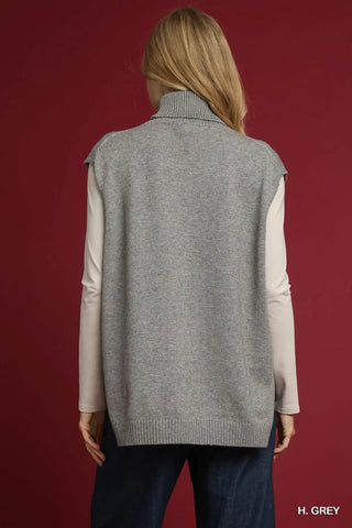 Grey Dusk Sleeveless Turtleneck - Boutique Bella BellaSweater
