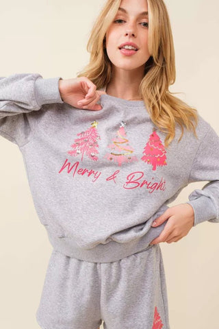 Grey Merry & Bright Sweatshirt - Boutique Bella BellaSweatshirt