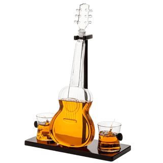 Guitar Whiskey Decanter Mahogany Base 1000 Ml Glass Decanter 14 H For Whiskey Scotch - Boutique Bella BellaDecanter Sets