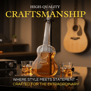 Guitar Whiskey Decanter Mahogany Base 1000 Ml Glass Decanter 14 H For Whiskey Scotch - Boutique Bella BellaDecanter Sets