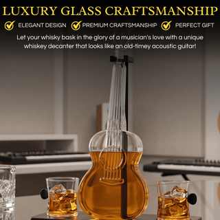Guitar Whiskey Decanter Mahogany Base 1000 Ml Glass Decanter 14 H For Whiskey Scotch - Boutique Bella BellaDecanter Sets