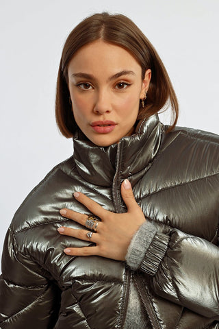 Gun Metal Puffer Jacket - Boutique Bella BellaPuffer Jacket