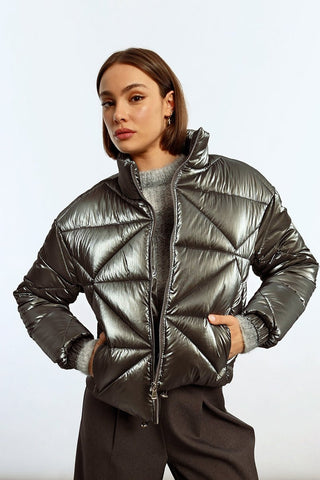 Gun Metal Puffer Jacket - Boutique Bella BellaPuffer Jacket