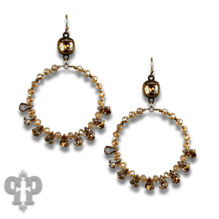 Rhinestone circle hoop earring, Austrian crystal - LC