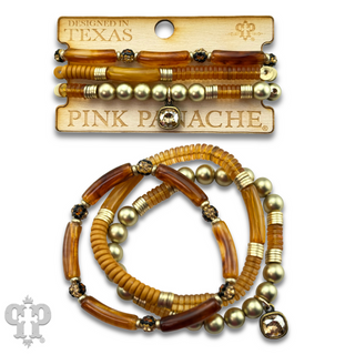 Golden brown bead bracelet set, Austrian crystal - LC