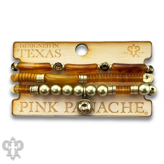 Golden brown bead bracelet set, Austrian crystal - LC