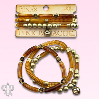 Golden brown bead bracelet set, Austrian crystal - LC