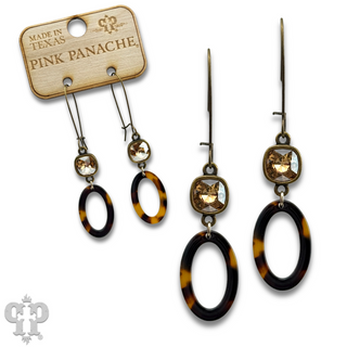 Tortoise oval earring, Austrian crystal - LC