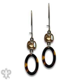 Tortoise oval earring, Austrian crystal - LC