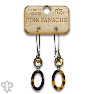 Tortoise oval earring, Austrian crystal - LC