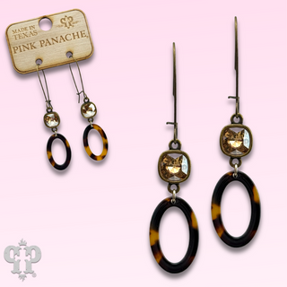 Tortoise oval earring, Austrian crystal - LC