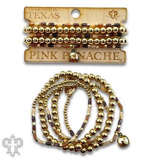 Gold bead bracelet set, Austrian crystal - LC
