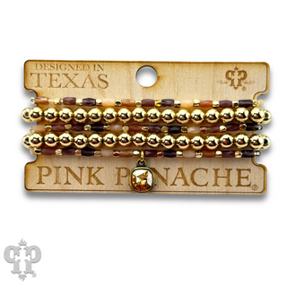 Gold bead bracelet set, Austrian crystal - LC