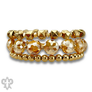 Gold and champagne bead bracelet - LC