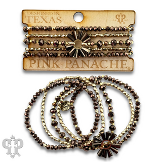 Bronze mixed bead bracelet set - LC