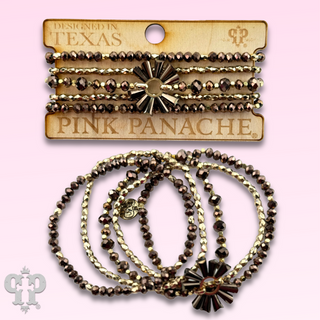Bronze mixed bead bracelet set - LC