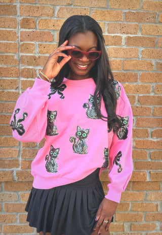 HALLO - SPARKLE KITTY SWEATSHIRT - Boutique Bella BellaHalloween