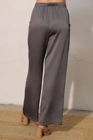 Hammered Graphite Satin Pants - Boutique Bella BellaPants