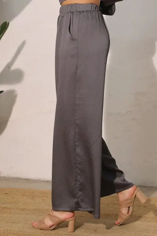Hammered Graphite Satin Pants - Boutique Bella BellaPants