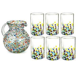Hand Blown Mexican Drinking Glasses And Pitcher Premium Barware Gift - Boutique Bella BellaGlassware