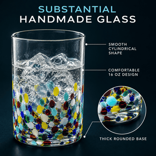 Hand Blown Mexican Drinking Glasses Premium Barware Gift Elegant Drinkware Collection - Boutique Bella BellaGlassware