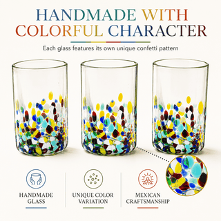 Hand Blown Mexican Drinking Glasses Premium Barware Gift Elegant Drinkware Collection - Boutique Bella BellaGlassware