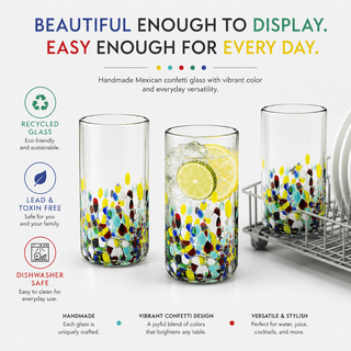 Hand Blown Mexican Drinking Glasses Premium Barware Gift Elegant Drinkware Collection - Boutique Bella BellaGlassware