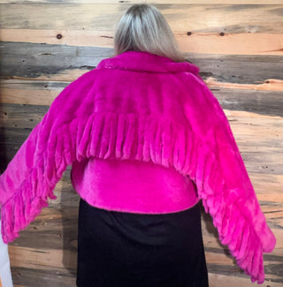 Hand Cut Tasseles Bamboo Loycell Blend Jacket - Pink - Boutique Bella Bellacoat