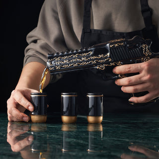 Hand Painted Pistol Whiskey Wine Decanter By Black Gold Whiskey Decanter 3 Bullet Sh - Boutique Bella Bella