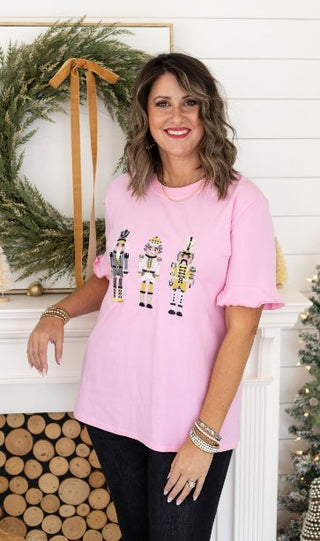 Handsome On Pink Nutcracker Tee - Boutique Bella BellaChristmas Tshirt