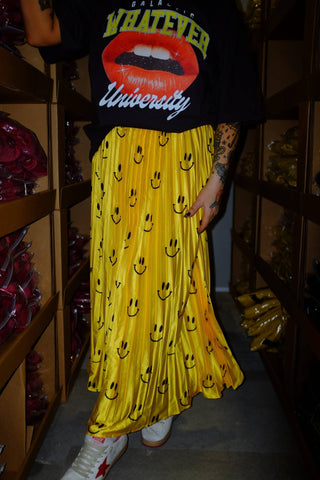Happy To Be Here Smiley Pleated Skirt - Boutique Bella Bellaskirt