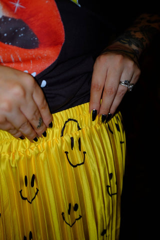 Happy To Be Here Smiley Pleated Skirt - Boutique Bella Bellaskirt