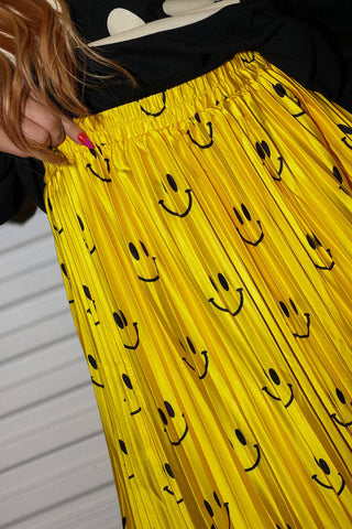 Happy To Be Here Smiley Pleated Skirt - Boutique Bella Bellaskirt