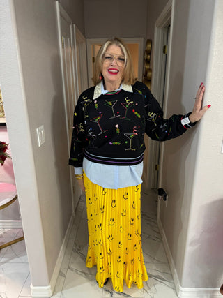 Happy To Be Here Smiley Pleated Skirt - Boutique Bella Bellaskirt