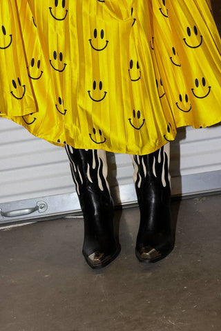 Happy To Be Here Smiley Pleated Skirt - Boutique Bella Bellaskirt