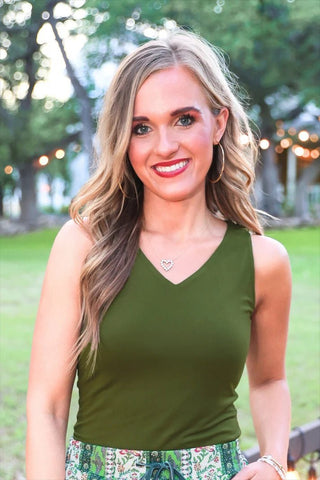 Haven V-Neck Bodysuit - Olive - Boutique Bella BellaBodysuit