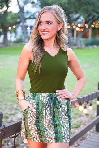 Haven V-Neck Bodysuit - Olive - Boutique Bella BellaBodysuit