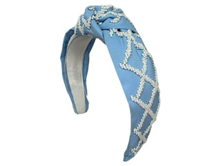 Headband Game Day - Baby Blue and White - Boutique Bella BellaDistress