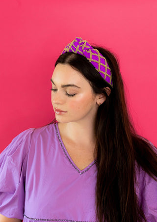 Headband Game Day - Purple and Gold - Boutique Bella BellaDistress