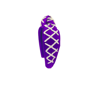 Headband Game Day - Purple and White - Boutique Bella BellaDistress