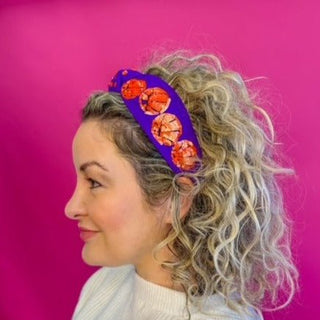 Headband Knot - Basketball - Purple - Boutique Bella BellaDistress